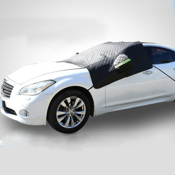 Couvercle de neige de voiture noire: Bouclier de pare-brise épaissi en papier d'aluminium en aluminium à moitié couvercle des vêtements de voiture