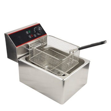 Professional Stainless Steel Commercial Deep Fryer Machine - Single Tank Small Fryer for Chicken Chips and More
