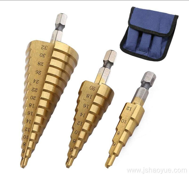 3PCS High-Speed Steel Step Drill Bit Set