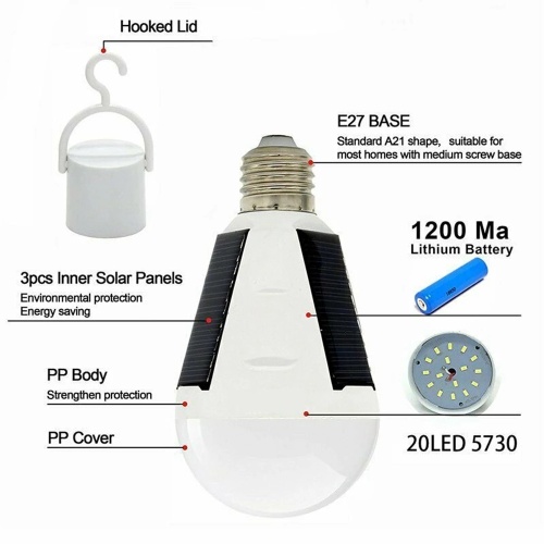 E27 Rechargeable LED Solar Bulb