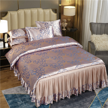 Luxury Shinning Satin Silky Jacquard Flower Bedding Set