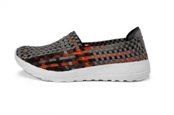 Fashion Taupe Breathable Woven Hollow Work Shoes