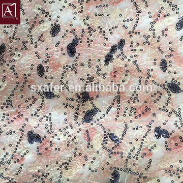 new design best quality 100%polyester sequined embroidery fabric