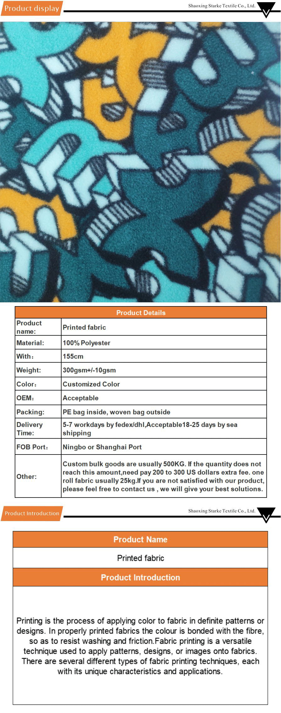 printed fabric to resist washing and friction