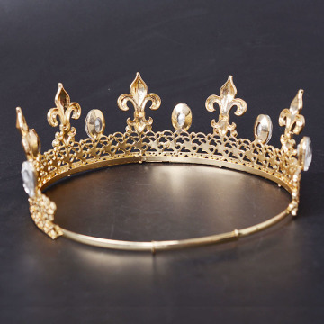 Chapado en oro Diamante colorido Rhinestone Baroque Crown