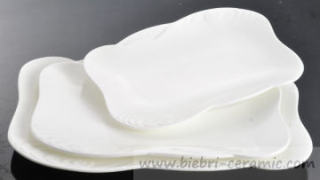 12" Super White Customised Decal Artwork Decorative Ceramic Porcelain Rectangular Plates Dishes Hotel Restaurant With All Size