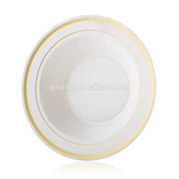 Soup Bowls Ivory Cream Color With Gold Rim 7.5inch Plastic Bowl