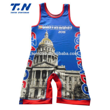 3D Digital Sublimation Print Compression Wrestling Singlets