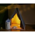 Kids Gray White Teepee With Pillows and Basket