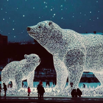 White LED Polar Bear Christmas Lights for Customized Event Decorations - Outdoor Use