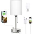 Bedside Table Lamp With USB And Outlet