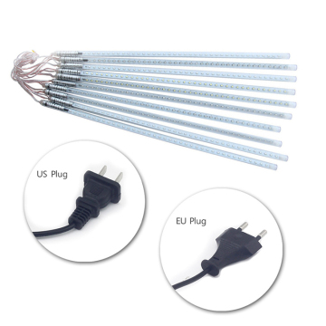 Waterproof EU Plug Garland: 10 Tube LED Meteor Shower Rain String Light - 50cm and 30cm, Icicle Snowfall Christmas Decoration