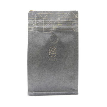 Food Ziplock Kraft Brown Paper Block Bottom Tea Package Pouch With Design