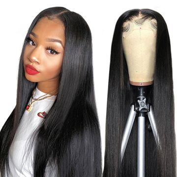 China Natural Color Long Swiss Lace Straight Hair Wig For Black Women 100% Raw Indian Human Hair Lace Front Wig