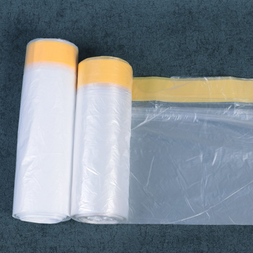 Plastic disposable drawstring trash bags on rolls for kitchen household can bins