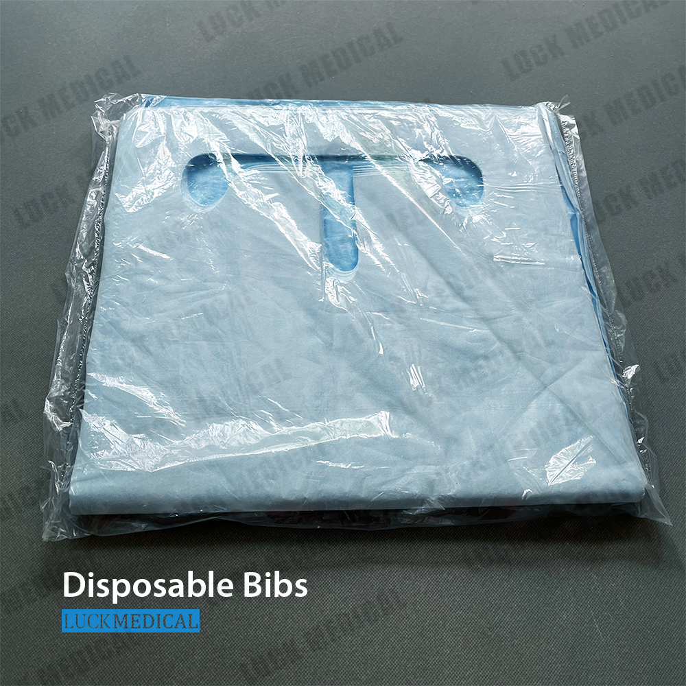 Babero dental desechable con corbata