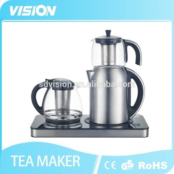8993T-H3 Electric Tempered Glass Tea maker set with turkish kettle