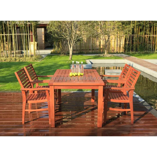 Modern Outdoor Garden Furniture: Wooden Dining Table and Chairs