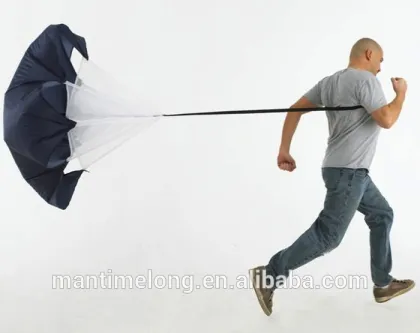 56" Speed Resistance Training Parachute Umbrella Running Chute Soccer Football Training Black Color