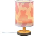 Customize printed fabric shade wooden base table lamp