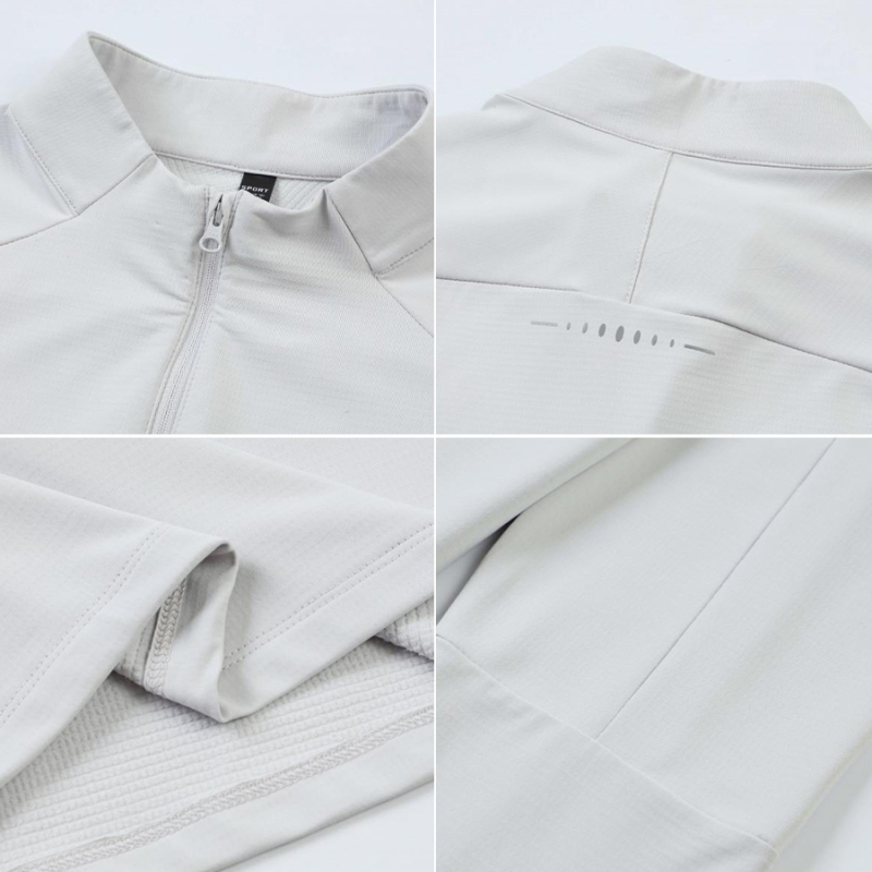 Mens 1/4 Zip Solid Color Long Sleeve Athletic Shirt