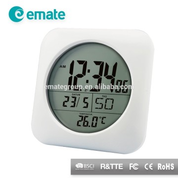 Water proof electonic bathroom wall clock with temperature sensor