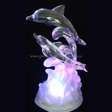 LED Table Lamp with Elegant Acrylic Crystal Dolphin Sculpture