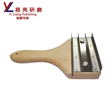 Wooden Handle Metal Brush with Grinding and Polishing Wheel