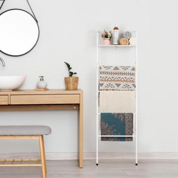 Wall Leaning Metal White Standing Blanket Ladder