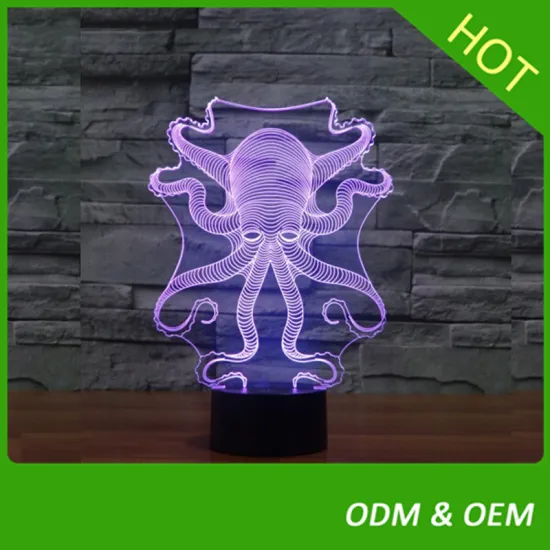 New Octopus Shape 3D Night Light 7 Color Change LED Table Lamp Bedroom Xmas Gift