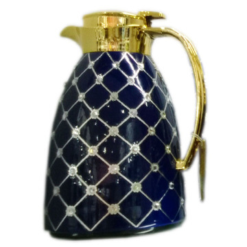 Beautiful color coffee pot with gold decal and high quality diamands