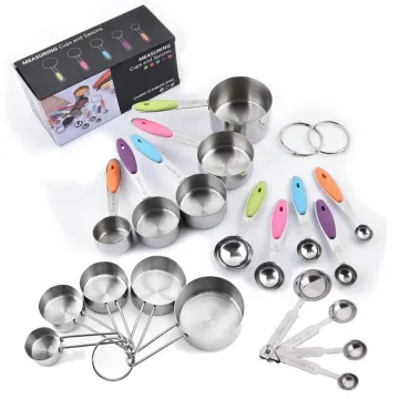 Silicone Handle Stainless Steel Measuring Cups and Spoons Set