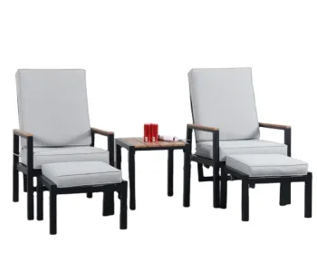 Hot Selling 5Pcs Outdoor Lounge Chair and Ottoman Set for Balcony and Hotel