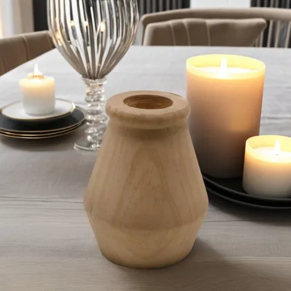 Handcrafted Wooden Flower Vases for Hotel, Home, and Restaurant Decor