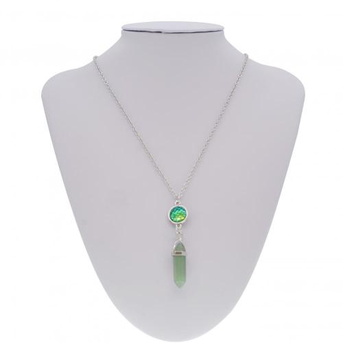 fish's scales hexagonal prism Green Aventurine Necklace