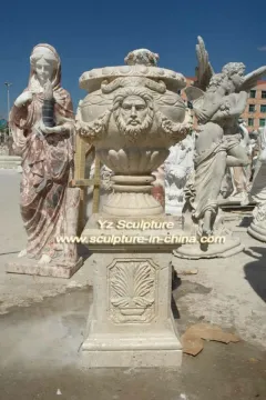 White Travertine Flower Planter