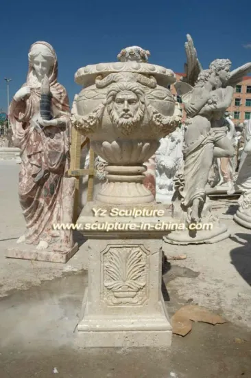 White Travertine Flower Planter