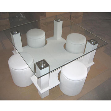 Modern Design Coffee Table, Made of MDF Attached Leather, Measure 90x90x45cm, Available in Red Color