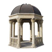 Exquisite Stone Gazebo with Ornate Columns Domed Roof