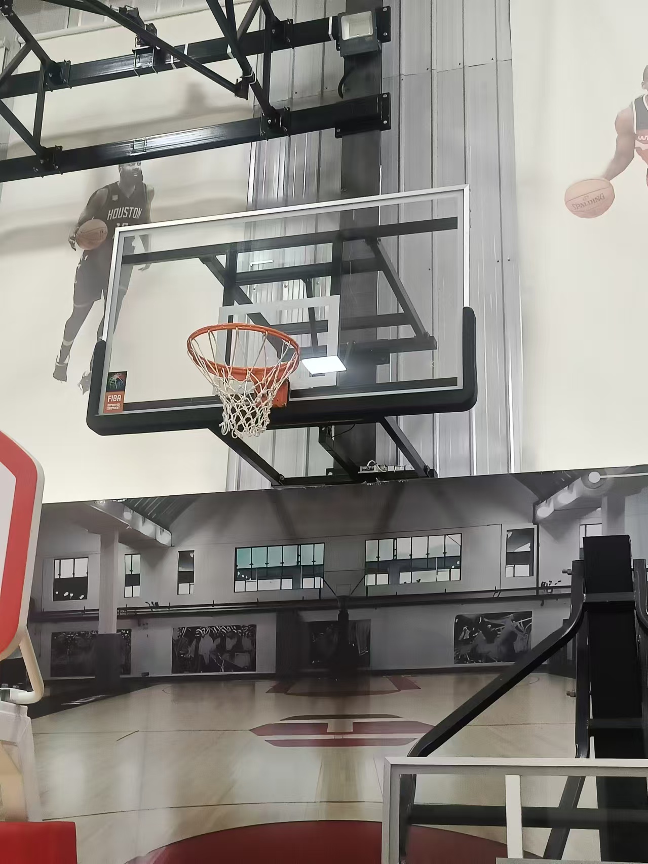 Wall mounted electric lift Adult basketball hoop