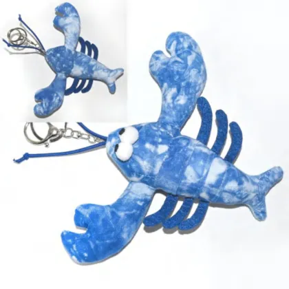 Handmade Tie-Dye Crayfish Plush Keychain