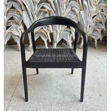 Wholesale Rattan Armchair Solid Wood Dining Chair for Home and Restaurant