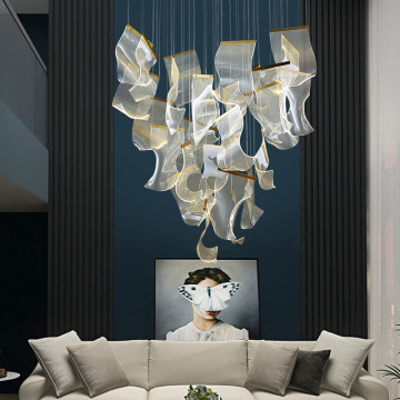 Otel fuayeleri ve merdivenler için modern lüks LED kristal avizeler