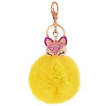 Rhinestone Fox pesona Keychain bola bulu kelinci untuk tas wanita