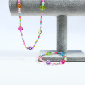 10MM Rainbow Color Transparent Smiley Face Necklace Set