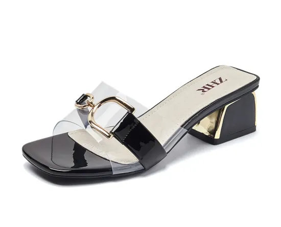 2021 square heel transparent strap lady sandals