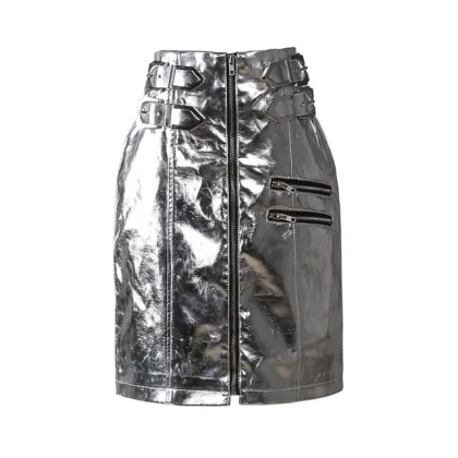 Autumn Superior Quality Zipper Lady Leather Skirt