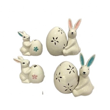 Ceramic Rabbit Family Decor: Home Accessories for Easter and Living Room