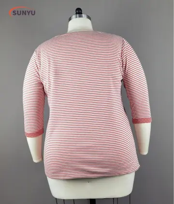 Ladie's double face polyester striped t-shirt