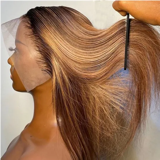 Wholesale Cuticle Aligned Pre Plucked Lace Frontal  Highlight Wig 13X4 Full Hd Lace Front Closure Human Hair Wig for black women